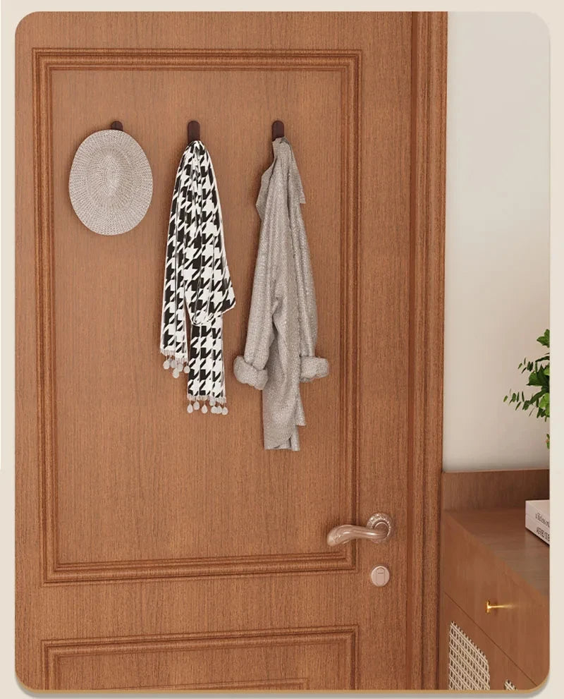 Mounted Walnut Wood Wall Hooks