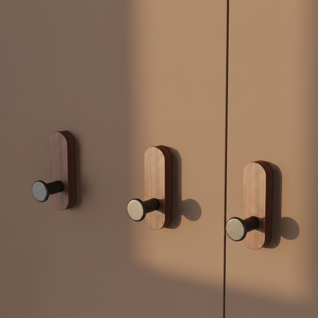 Mounted Walnut Wood Wall Hooks